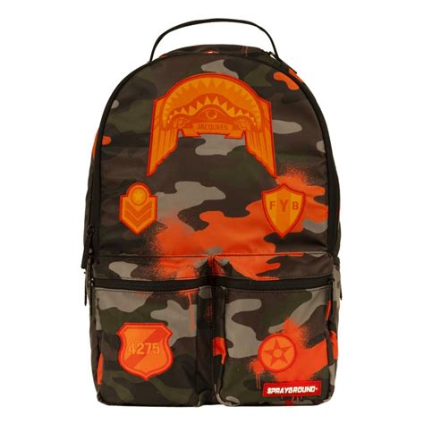 Sprayground Jacquees Camo Army Patches Backpack Skateshop