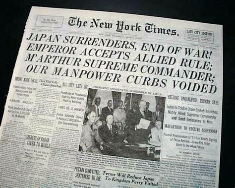 Great Japanese Surrenders End Of World War Ii Peace V J Day 1945 Wwii