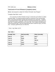 PHY 1048L Experiment 6 Elastic Conservation Of Linear Momentum Handout2