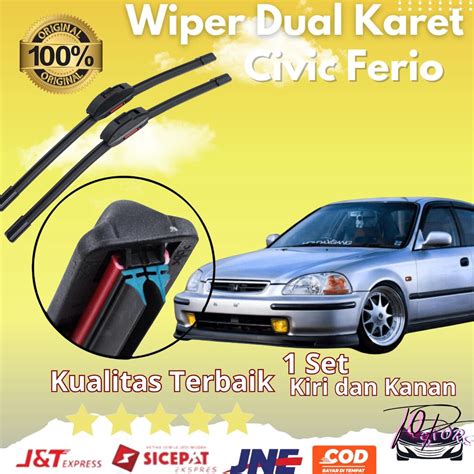 Jual Wiper Double Karet Mobil Honda Civic Ferio Frameless 1 Set Kiri