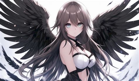 An anime girl with black wings and black wings | Premium AI-generated image