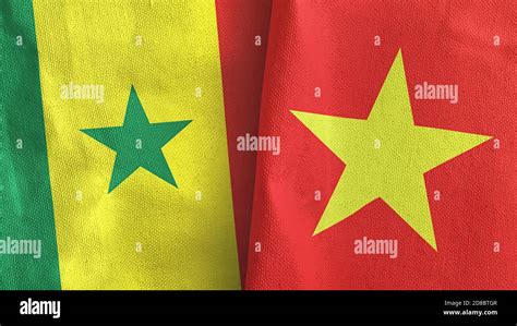 Vietnam And Senegal Two Flags Textile Cloth 3D Rendering Stock Photo