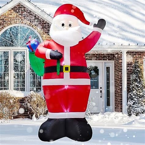 7 Foot Christmas Inflatable Santa Claus And Penguin With