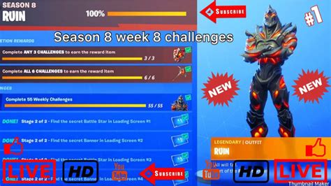 Fortnite Battle Royale Season 8 Week 8 Challenges Guide Unlocking Ruin Skin Part 2 Live Ps4