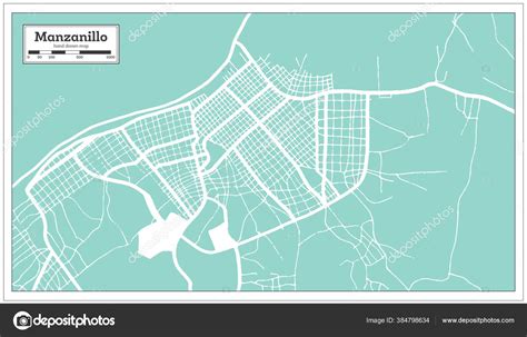 Manzanillo Cuba Mapa Ciudad Estilo Retro Mapa Del Esquema Ilustración