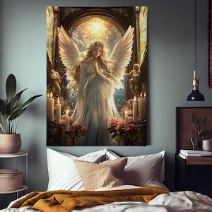 Vintage Young Angel in the Church Painting, Angel Print, Faith Canvas ...