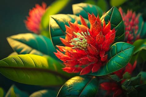 Premium Photo Vibrant Bloom On Lush Foliage