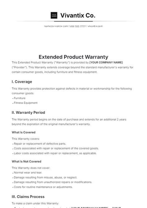 Free One Year Workmanship Warranty Template Edit Online And Download