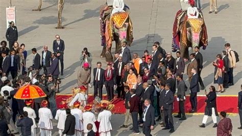 Emmanuel Macron In Jaipur French President Emmanuel Macron Arrives In