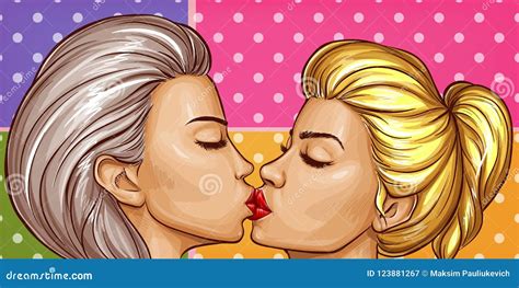 Vector Women Kissing Each Other Lesbian Love Stock Vector Illustration Of Hair Kissing