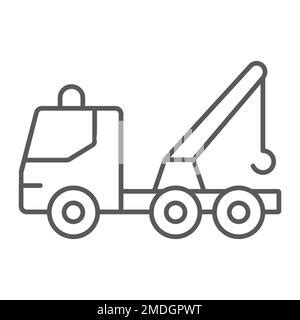 Tow Truck Linear Icon Thin Line Illustration Evacuator Car Wrecker