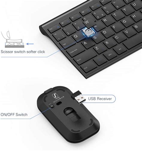 Rechargeable Wireless Keyboard Mouse Combo Ultra Slim Quiet Seenda Seenda Official