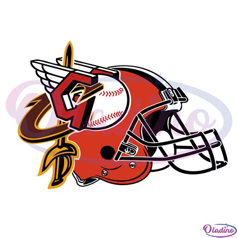 Cleveland Teams 3 Logo Mashup Football Helmet Svg