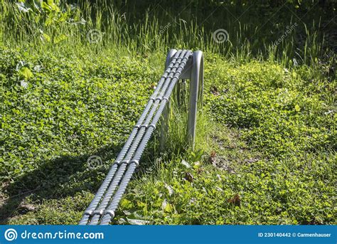 Three Parallel Balancing Ropes At A Playground Stock Photo Image Of