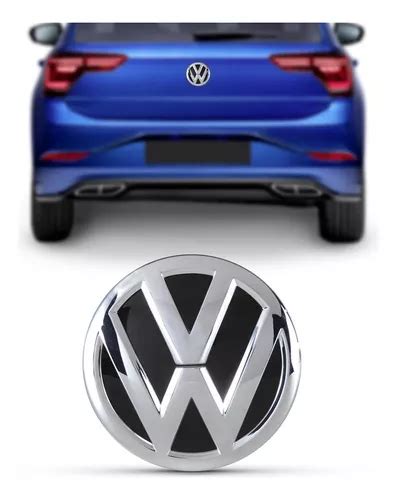 Emblema Porta Malas Vw Cromado Fundo Preto Polo