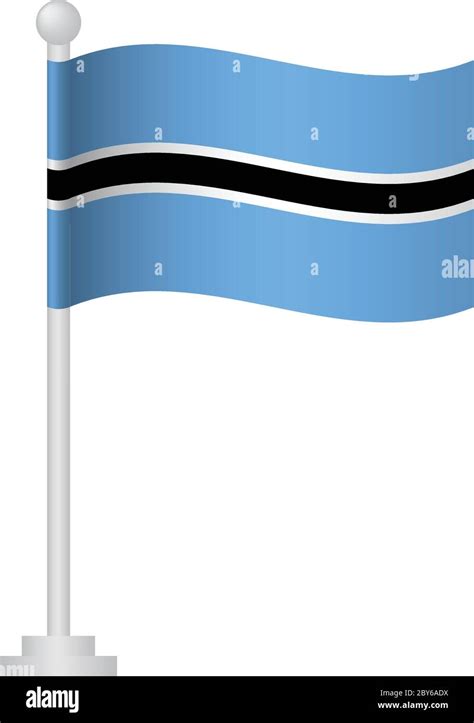 Botswana Flag National Flag Of Botswana On Pole Vector Stock Vector