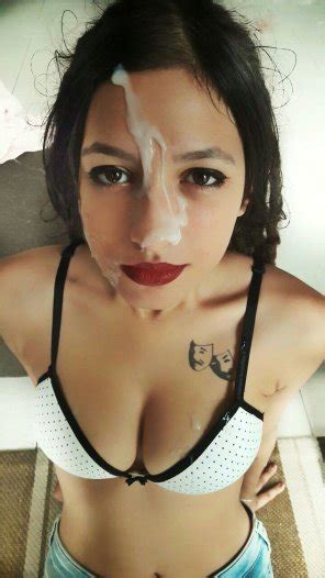 Hot Brunette Facialized Porn Pic