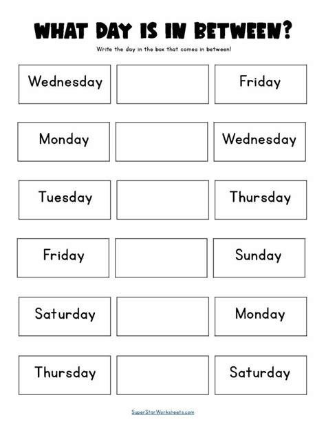 Days Of The Week Activities Days Of A Week English Activities For