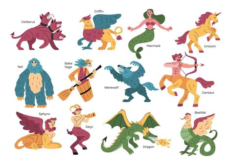 Mythical Creatures Characters Set 25803397 Vector Art At Vecteezy