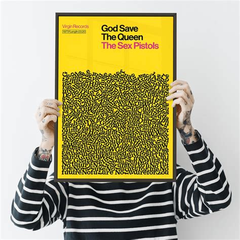God Save The Queen The Sex Pistols Song Lyric Print A Reign Hail Wolf Badger
