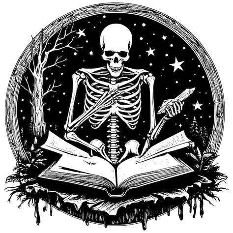 Skeleton Reading A Book SVG Black Vector Premium AI Generated Vector