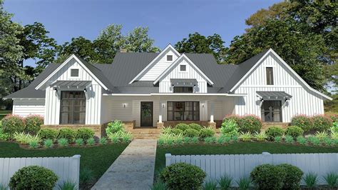 Modern Farmhouse With Split Bedroom Layout And Outdoor Fireplace