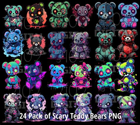 Mega Bundle Of Scary Teddy Bear Png Spooky Teddybear Zombie Etsy