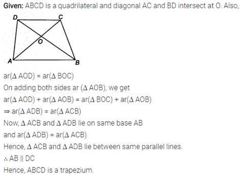 Diagonals Ac And Bd Of A Quadrilateral Abcd Intersect At 0 Cbse Class 9 Maths Learn Cbse Forum