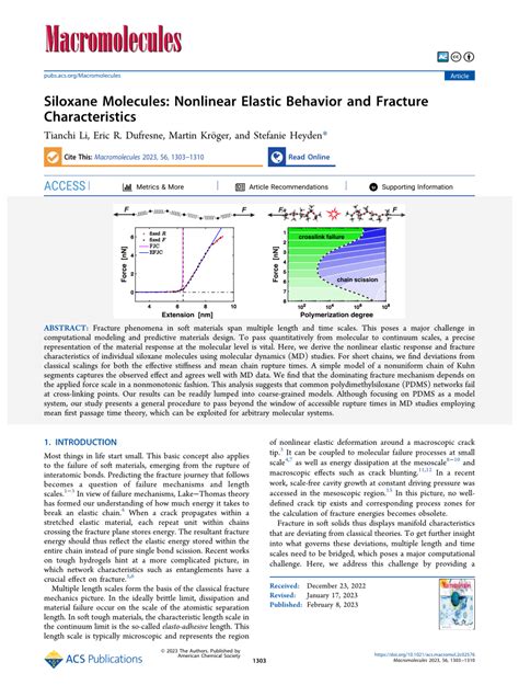 PDF Siloxane Molecules Nonlinear Elastic Behavior And Fracture