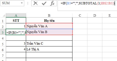 cách đánh số thứ tự trong excel bằng hàm subtotal Bí quyết hiệu quả