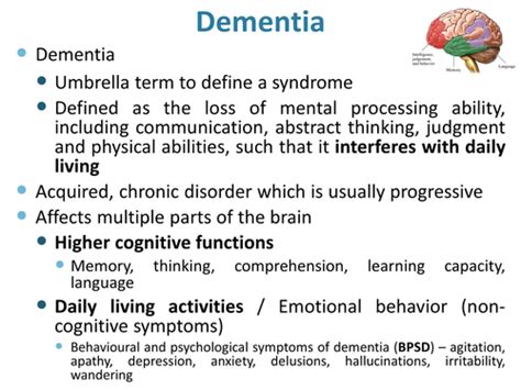 Dementia Flashcards Quizlet