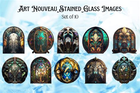 Art Nouveau Stained Glass Windows Graphic by Alavays · Creative Fabrica