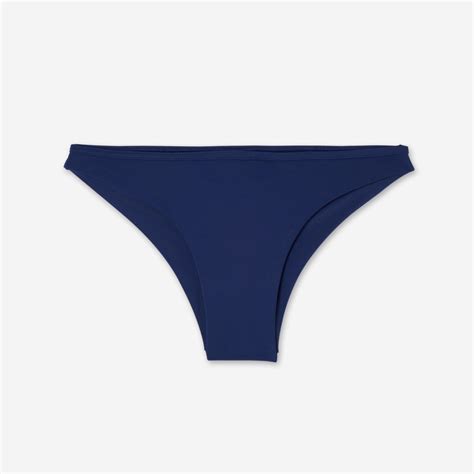 Womens Surfing Textured Tanga Bikini Bottom Lulu Navy Blue Olaian Decathlon