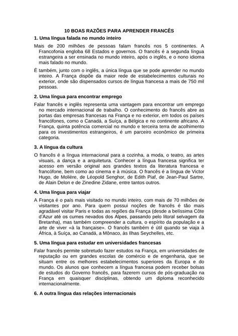 PDF 10 BOAS RAZÕES PARA APRENDER FRANCÊS 1 Hugo de Molière de