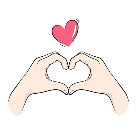 Finger Heart Love Hand Sign Vector Drawing Heart Hands Drawing