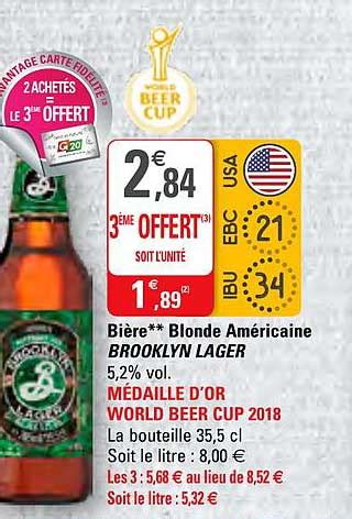 Promo Bi Re Blonde Am Ricaine Brooklyn Lager Chez G Icatalogue Fr