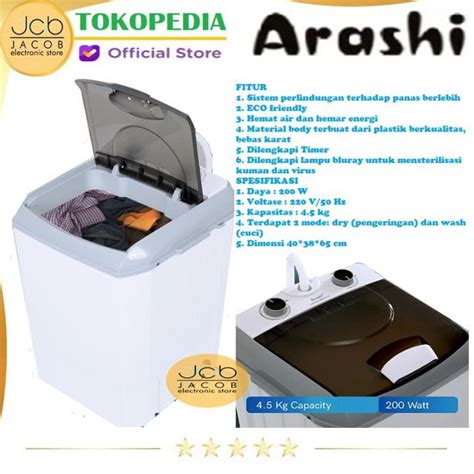 Jual Mesin Cuci Tabung Kg Portable Top Loading Arashi Awm A