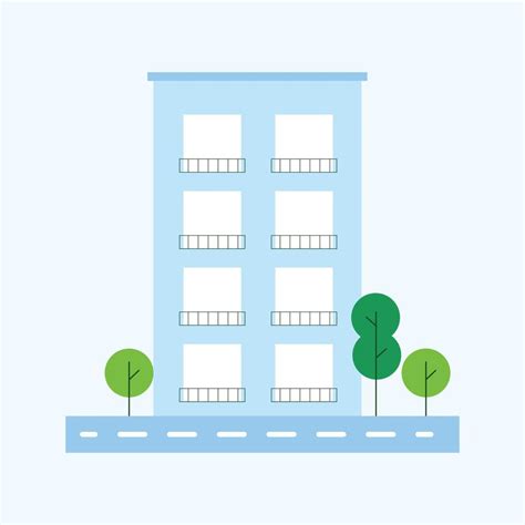 Modern Cartoon Style Building Apartment House Vector Illustration