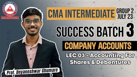 Accounting For Shares Debentures Lec Success Batch Cma Inter