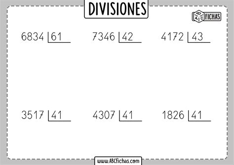 Ejercicios De Divisiones Por Dos Cifras ABC Fichas