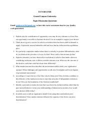 ECN 601 GCU Topic Discussion Questions Docx ECN 601 0501 Grand Canyon