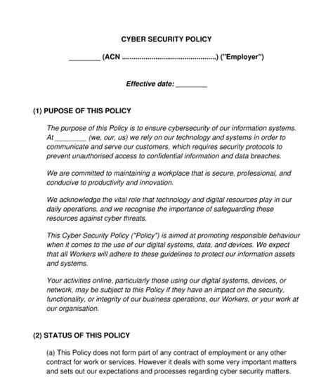 Cyber Security Policy Sample Template Word And PDF