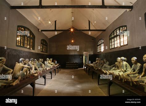 Recreation Of Cruel Conditions In Hoa Lo Prison Museum In Hanoi Stock