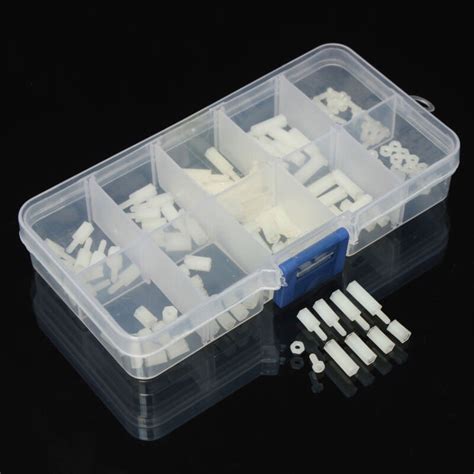 M Nylon White Hex Spacers Screw Nut Male Female Screw Assortment Kit