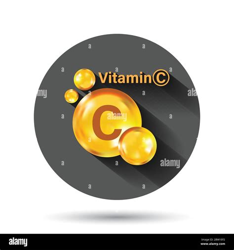 Vitamin C Icon In Flat Style Pill Capcule Vector Illustration On Black