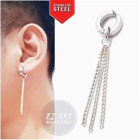 1pc Model Ez O Silver Anting Jepit Tusuk Variasi Bandul Gaya Punk Korea