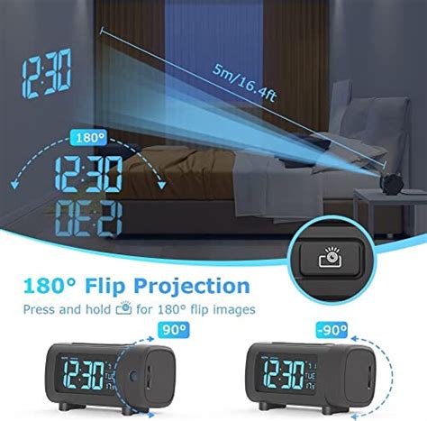 Liorque Projection Alarm Clock For Bedroom Radio Alarm Clock With