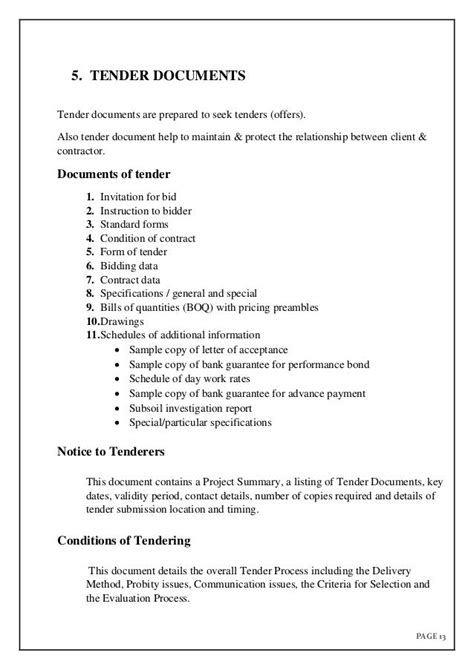 Tendering documentation