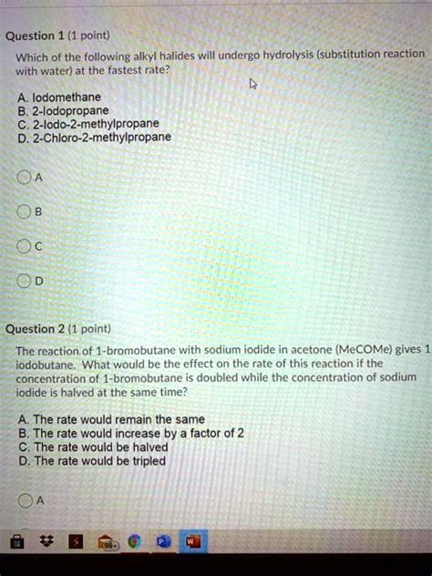 SOLVED: Question 1 (1 point) Which of the following alkyl halides will ...