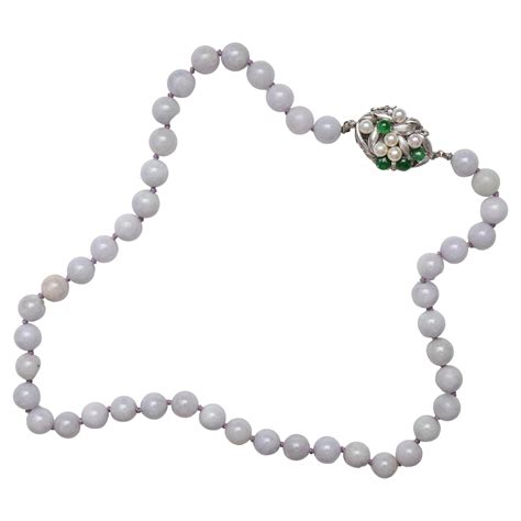 Jade Necklace With Pearl And Imperial Jade Clasp Certified Untreated